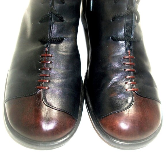 Maggie's Shoes Seattle 2-Tone Leather Lace-Up Boots Made in Italy 9 $345 EUC - Picture 2 of 10